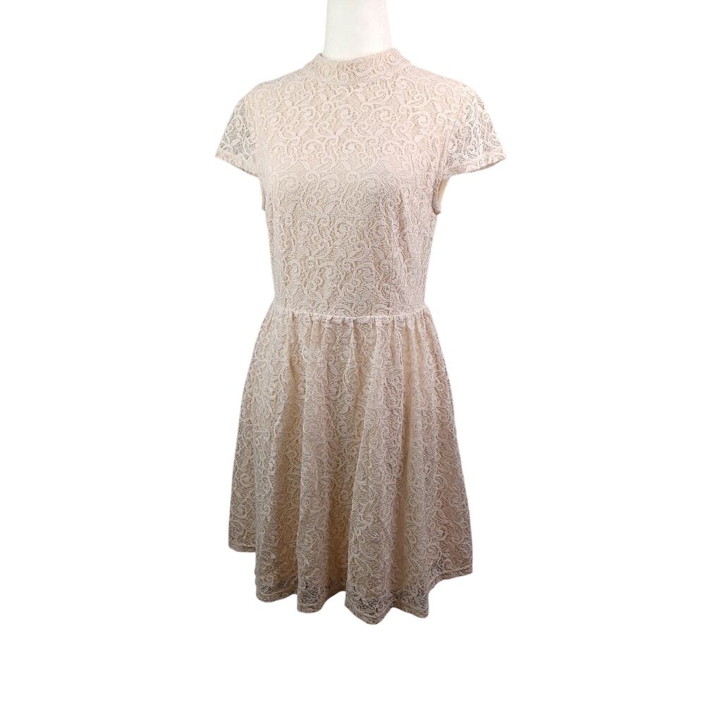 Romeo+Juliet Couture Womens Floral Lace Cocktail Dress M Cream Romantic Coquette